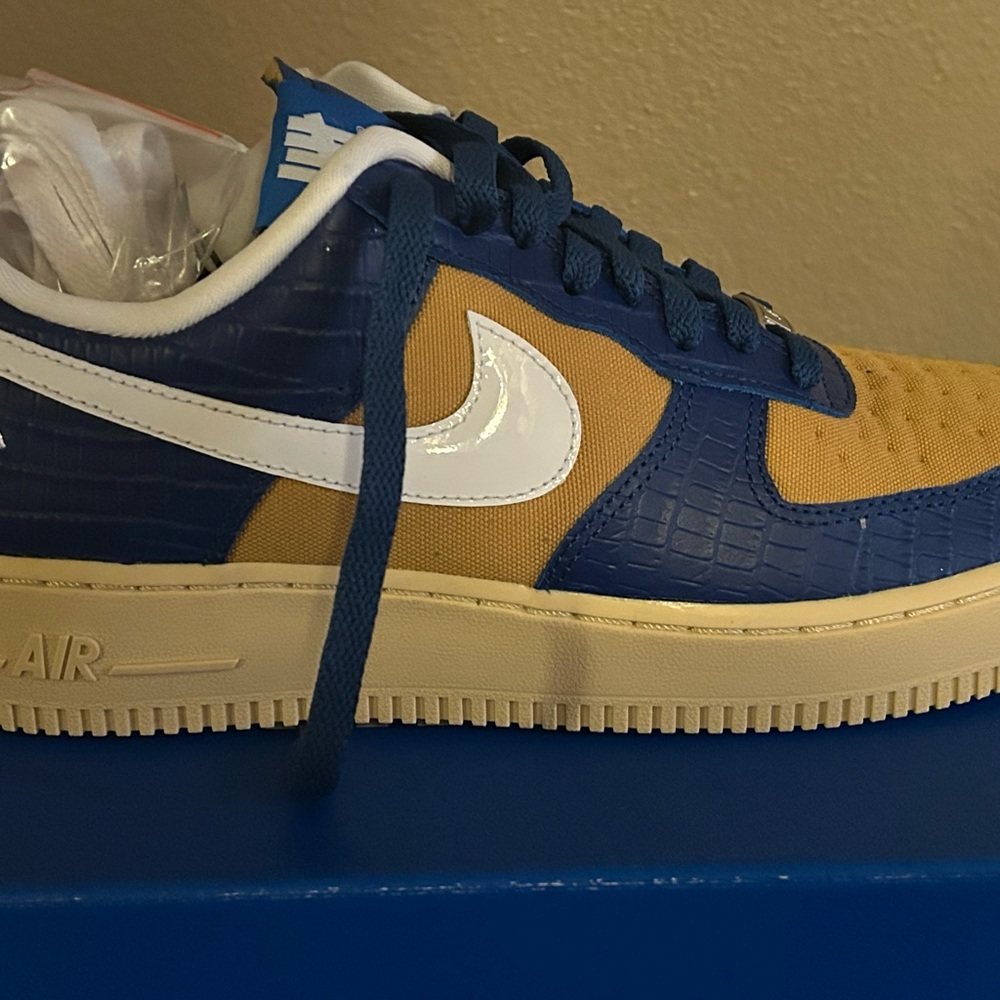 Nike Blue and Yellow Air Force 1 Sneakers
